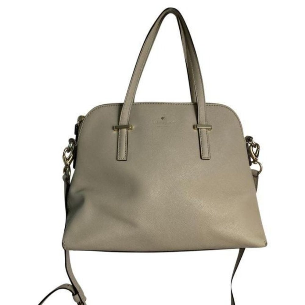 kate spade medium handbag w strap beige leather cr